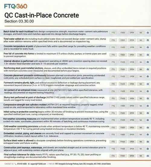 Checklist QC Cast-in-Place Concrete 03.30.00 v4