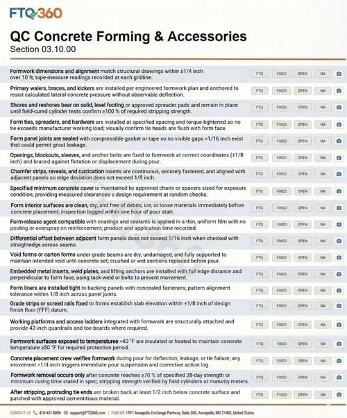 Checklist QC Concrete Forming & Accessories Section 03.10.00 v7.1