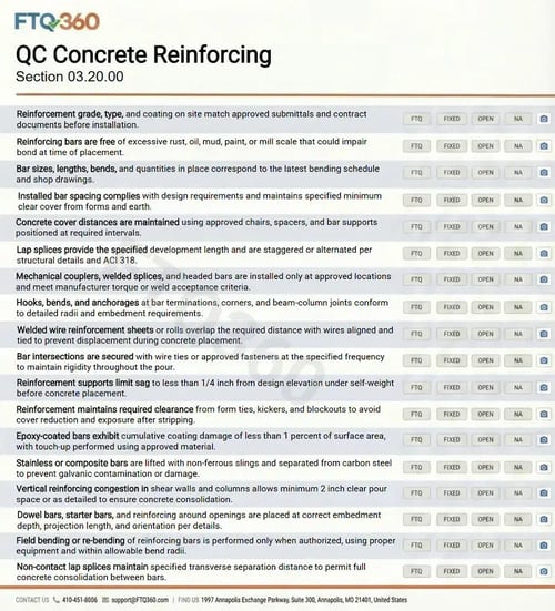 Checklist QC Concrete Reinforcing 03.20.00 v4