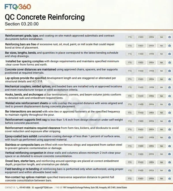 Checklist QC Concrete Reinforcing 03.20.00 v4