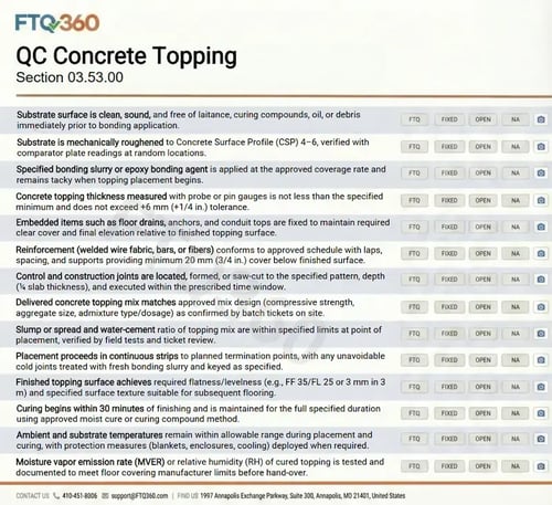 Checklist QC Concrete Topping Section 03.53.00 v4