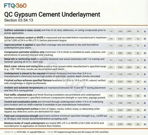 Checklist QC Gypsum Cement Underlayment 03.54.13 v4