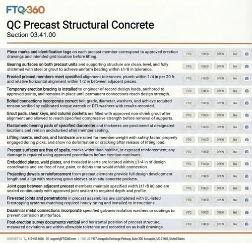 Checklist QC Precast Structural Concrete Section 03.41.00 v4