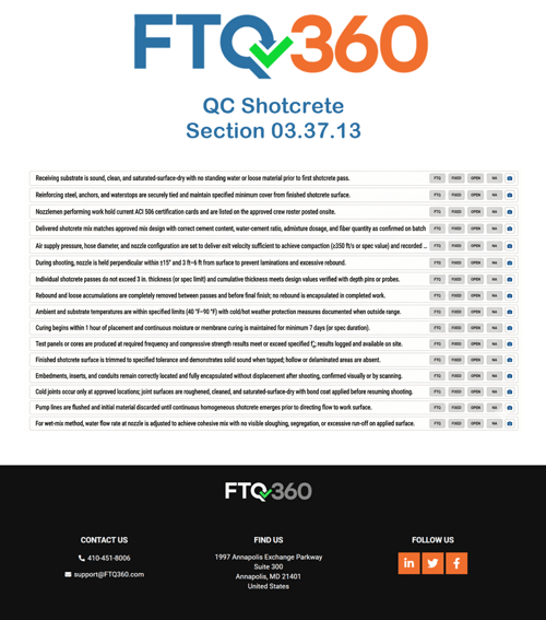 Checklist QC Shotcrete Section 03.37.13
