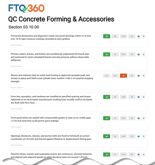 03.10.00 Concrete Forming and Accessories Checklist