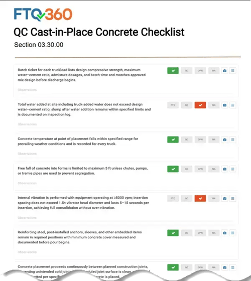 03.30.00 Cast-in-Place Concrete Checklist