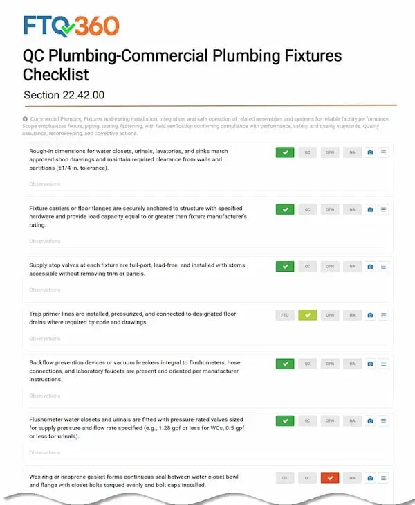 22.42.00 Plumbing-Commercial Plumbing Fixtures Checklist v0 120626