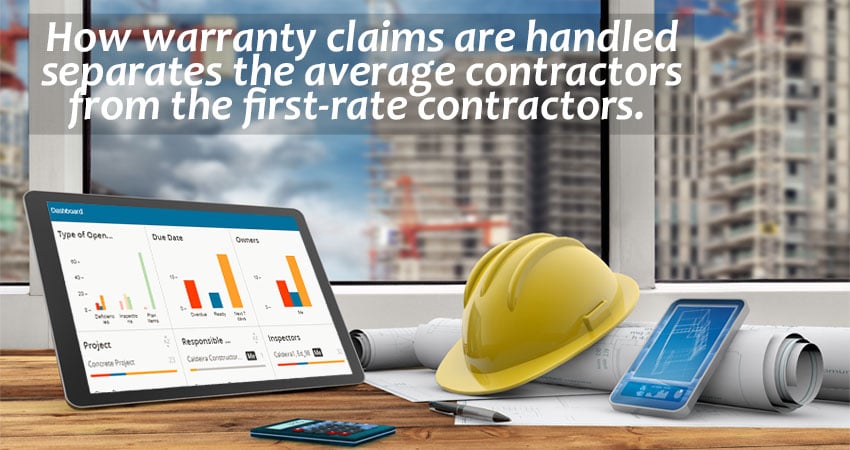 This is an image of hardhat and tablet showing how to fix construction quality issues