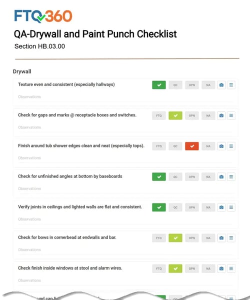 QA-Drywall and Paint Punch Checklist HB.03.00