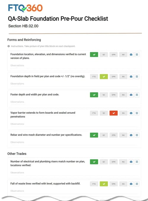 QA-Slab Foundation Pre-Pour Checklist HB.02.00