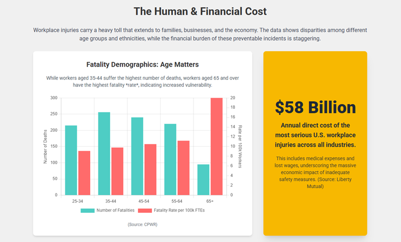 construction site safety stats financial costs